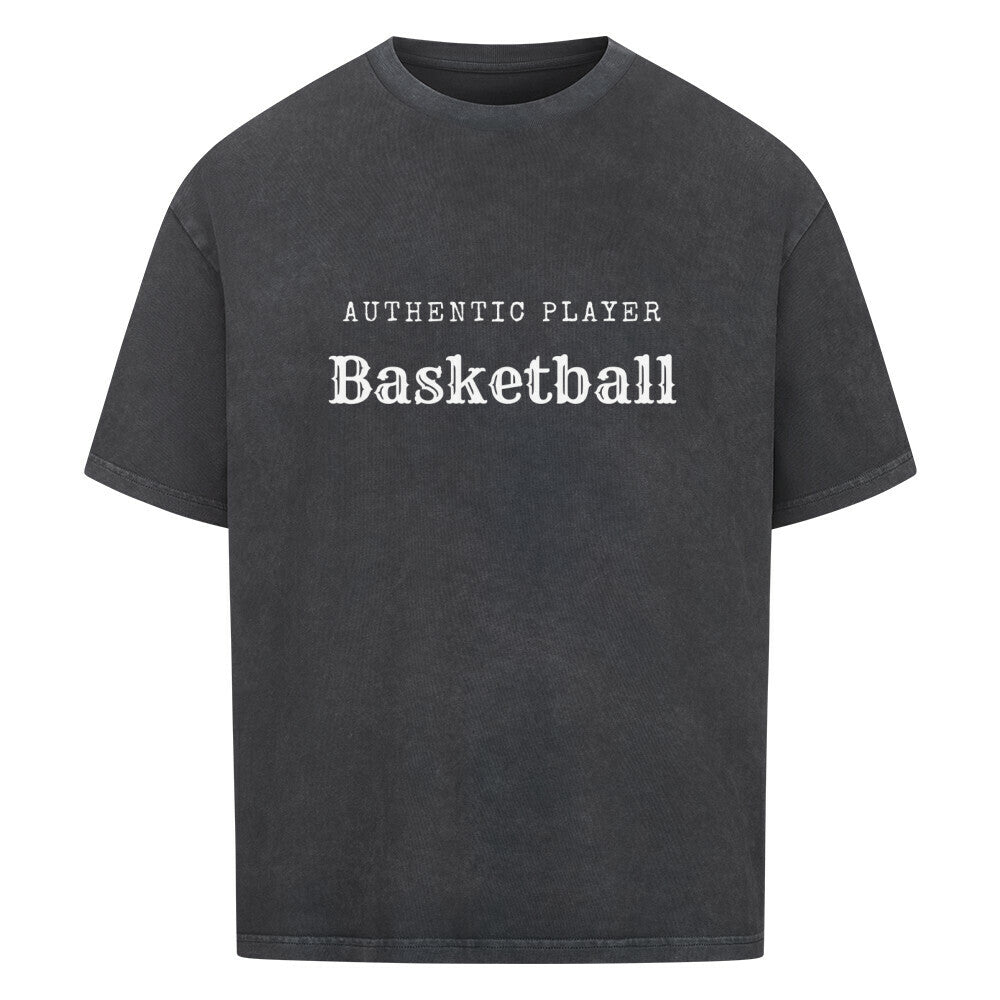 Oversized Basketball T-Shirt Washed Schwarz Authentic Player 100% Premium Baumwolle