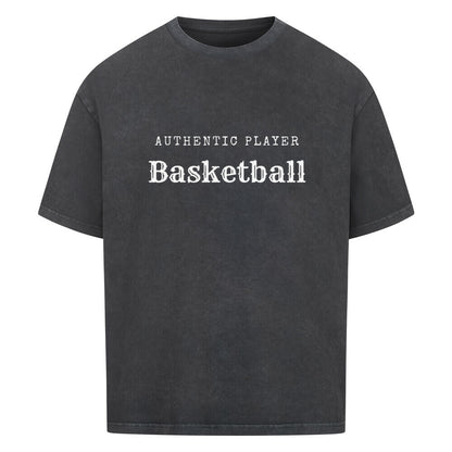 Oversized Basketball T-Shirt Washed Schwarz Authentic Player 100% Premium Baumwolle
