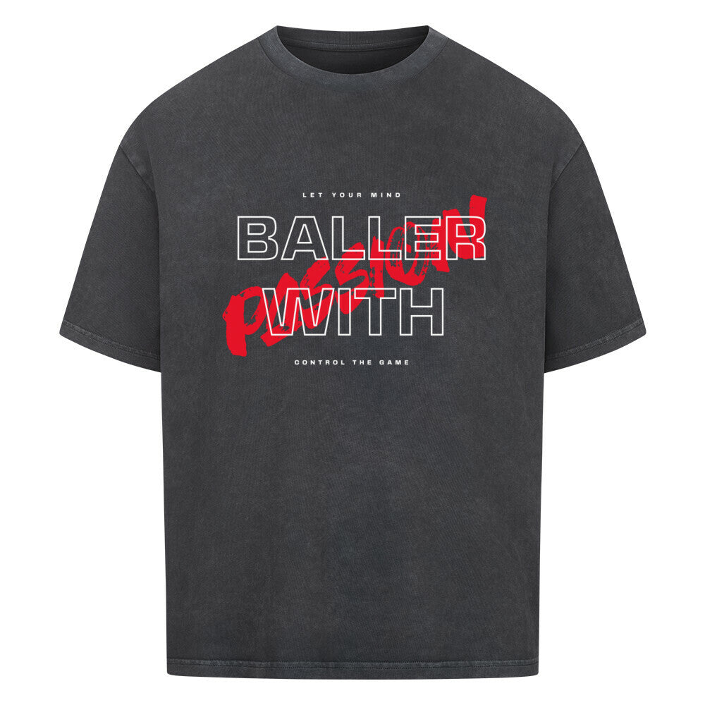 Oversized Basketball T-Shirt Washes Schwarz Baller with Passion 100% Baumwolle statement
