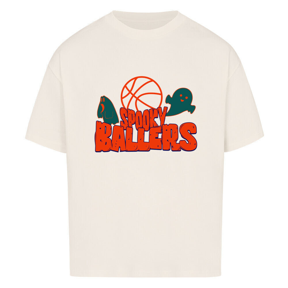 Oversized Basketball Halloween T-Shirt Natural Raw Spooky Ballers 100% Baumwolle