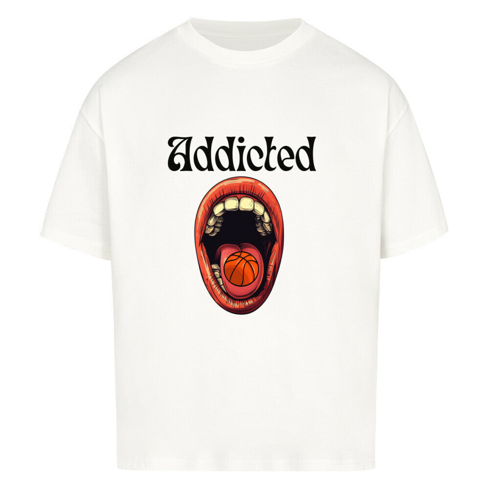 Oversized Basketball T-Shirt Weiß Addicted to 100% Baumwolle