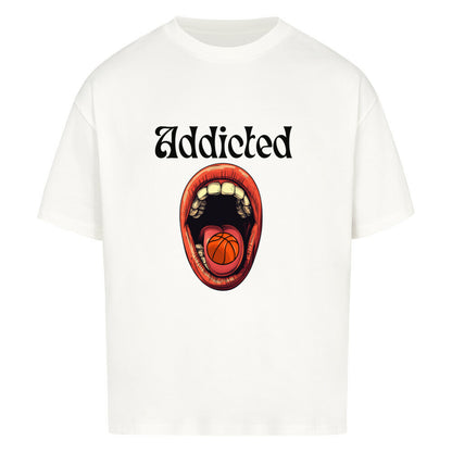 Oversized Basketball T-Shirt Weiß Addicted to 100% Baumwolle