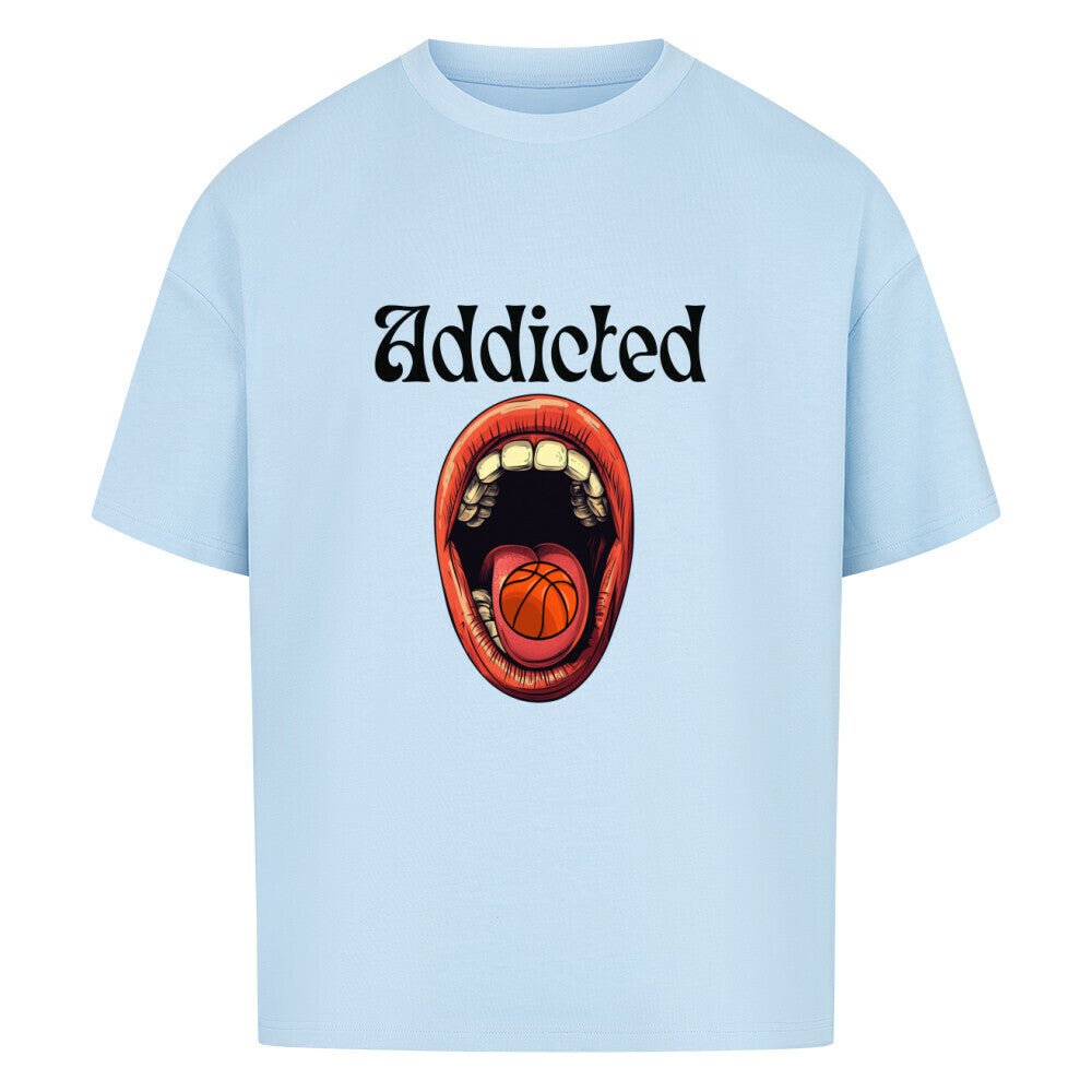 Oversized Addicted to Basketball T-Shirt Babyblau 100% Baumwolle