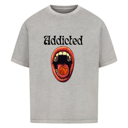 Oversized Addicted to Basketball T-Shirt Washed Grau 100% Baumwolle