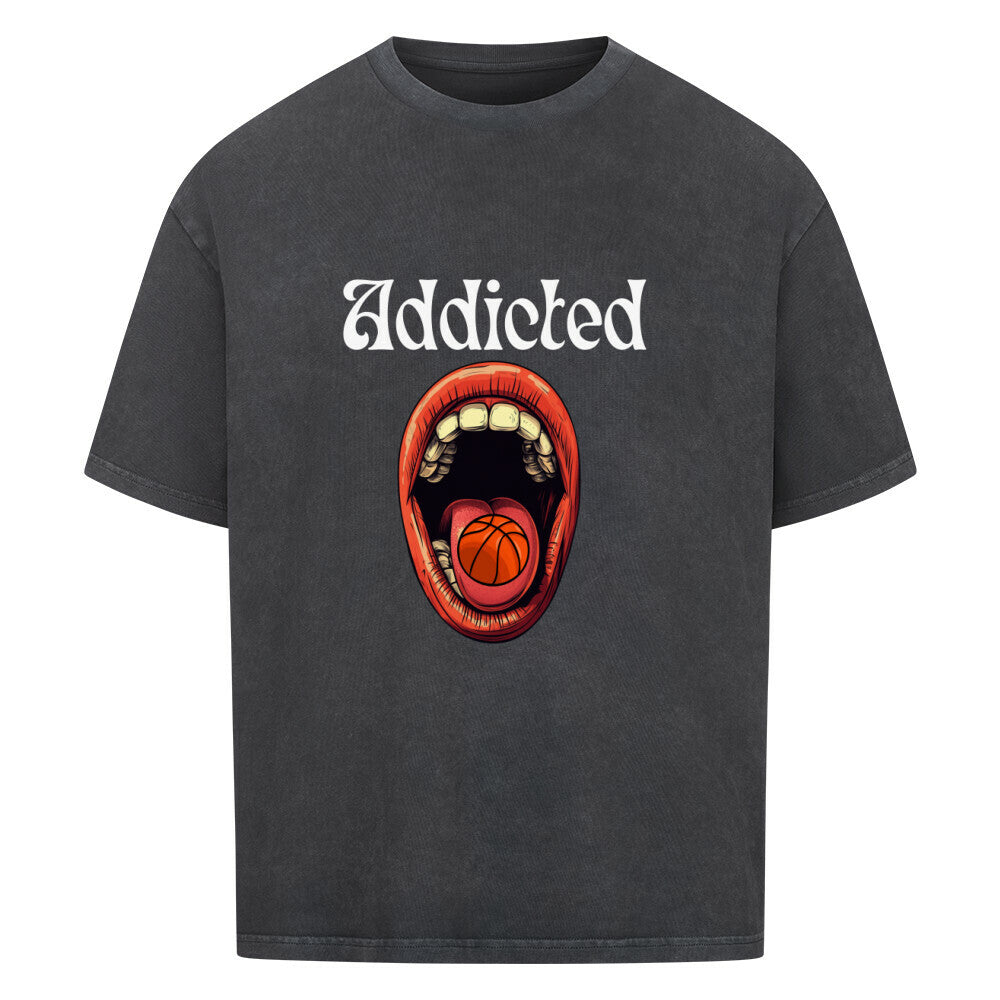 Oversized Addicted to Basketball T-Shirt Washed schwarz 100% Baumwolle