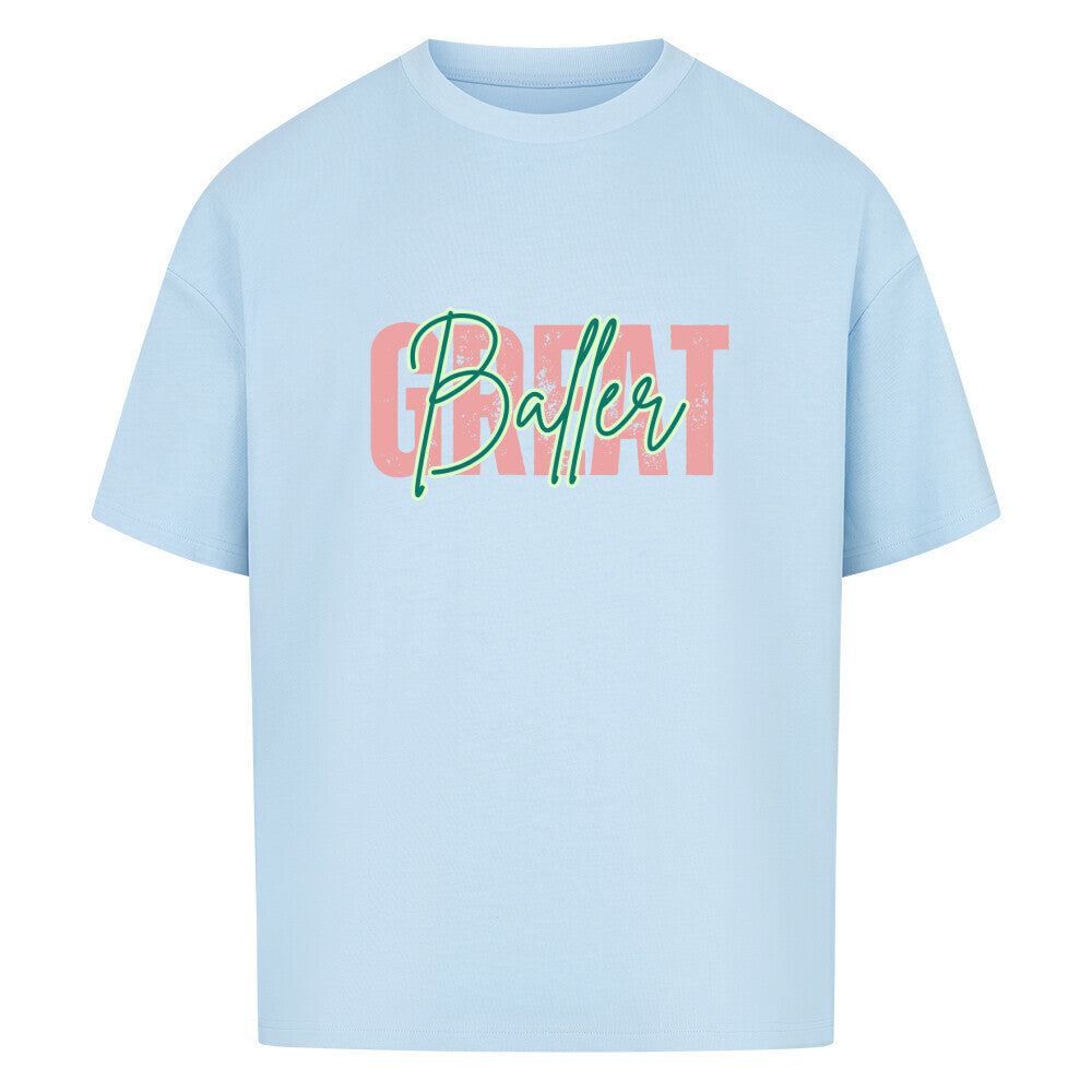 Oversized Basketball T-Shirt Babyblau Great Baller 100% Baumwolle