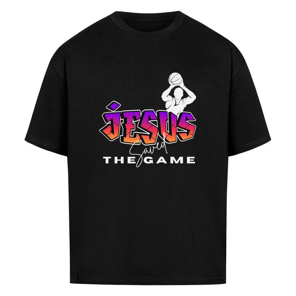 Oversized Basketball T-Shirt Jesus saved the Game Schwarz 100% Baumwolle