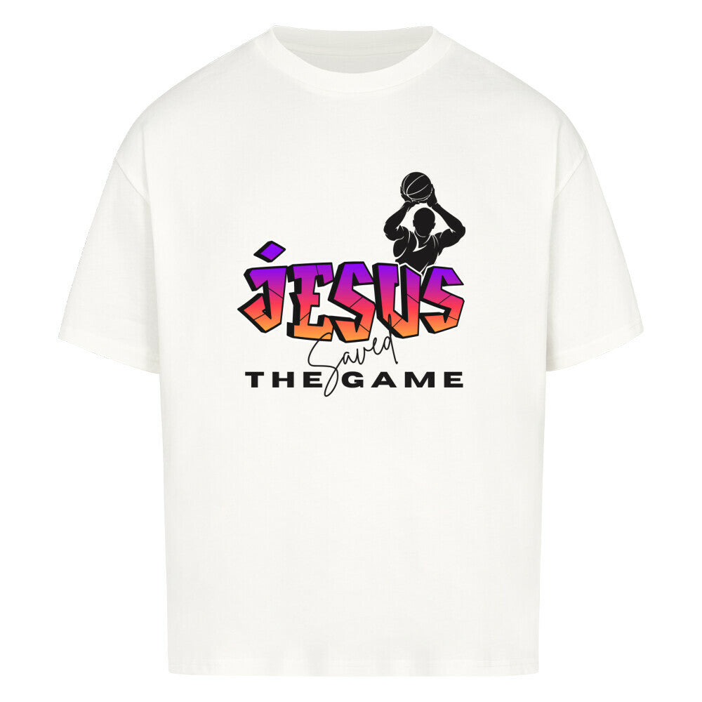 Oversized Basketball T-Shirt Jesus saved the Game Weiß 100% Baumwolle