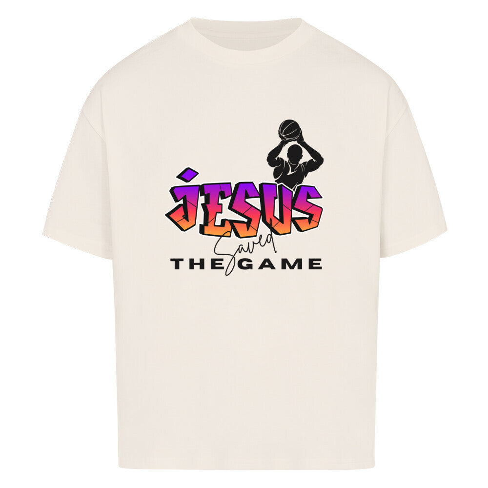 Oversized Basketball T-Shirt Jesus saved the Game Natural Raw 100% Baumwolle