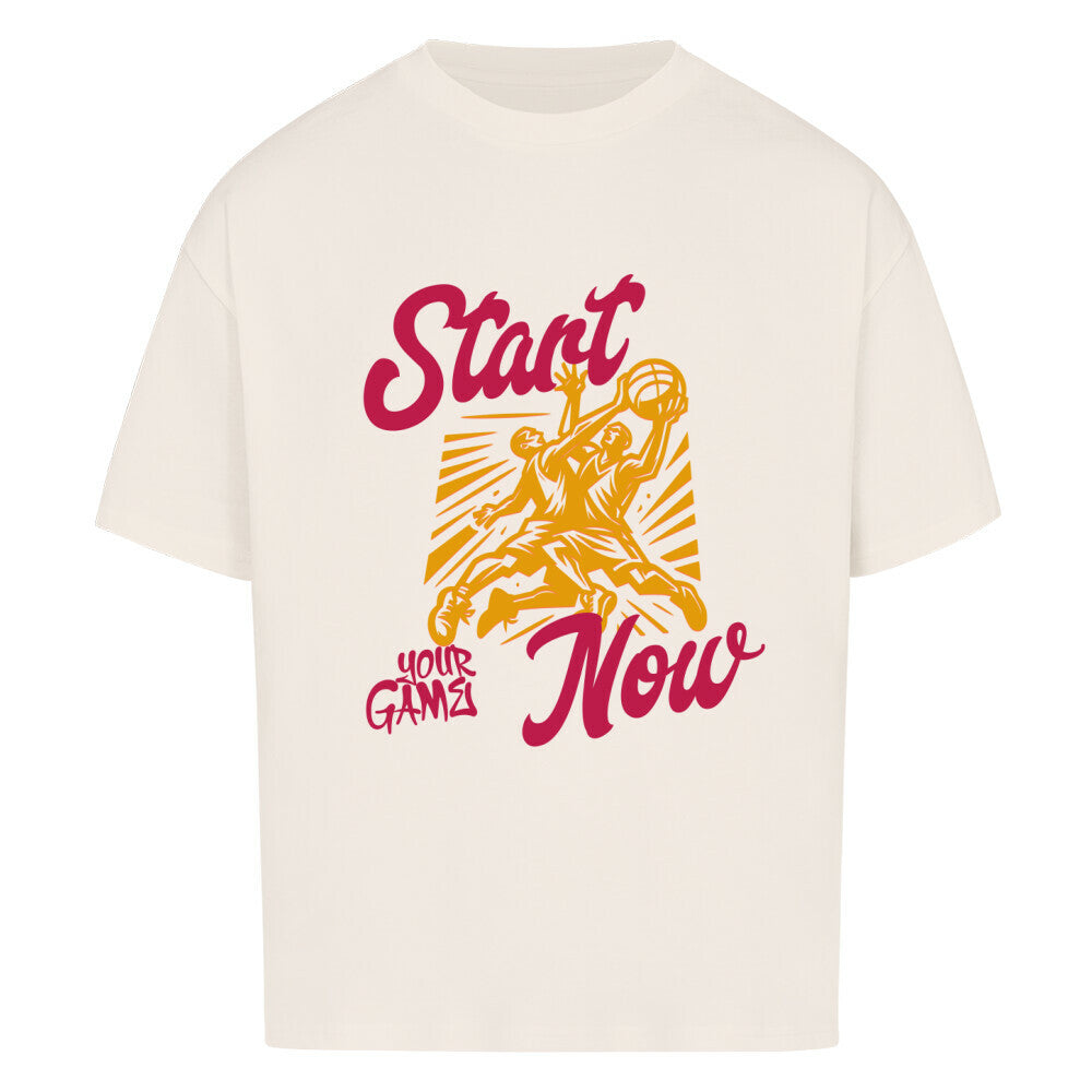 Oversized Basketball T-Shirt Start Your Game Now Natural Raw 100% Premium Baumwolle 240 GSM