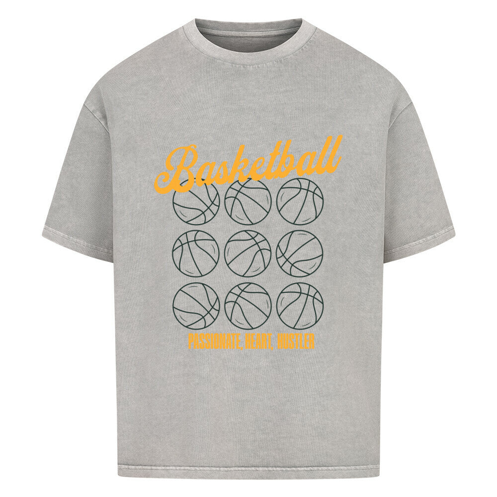 Oversized Basketball T-Shirt Basketball Washed Grau 100% Baumwolle