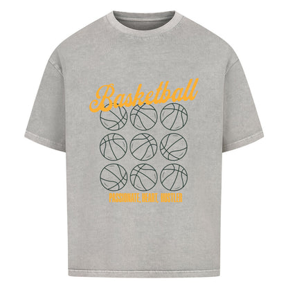 Oversized Basketball T-Shirt Basketball Washed Grau 100% Baumwolle