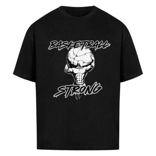Schwarzes Oversized Basketball T-Shirt mit Basketball Strong Print 100% Baumwolle