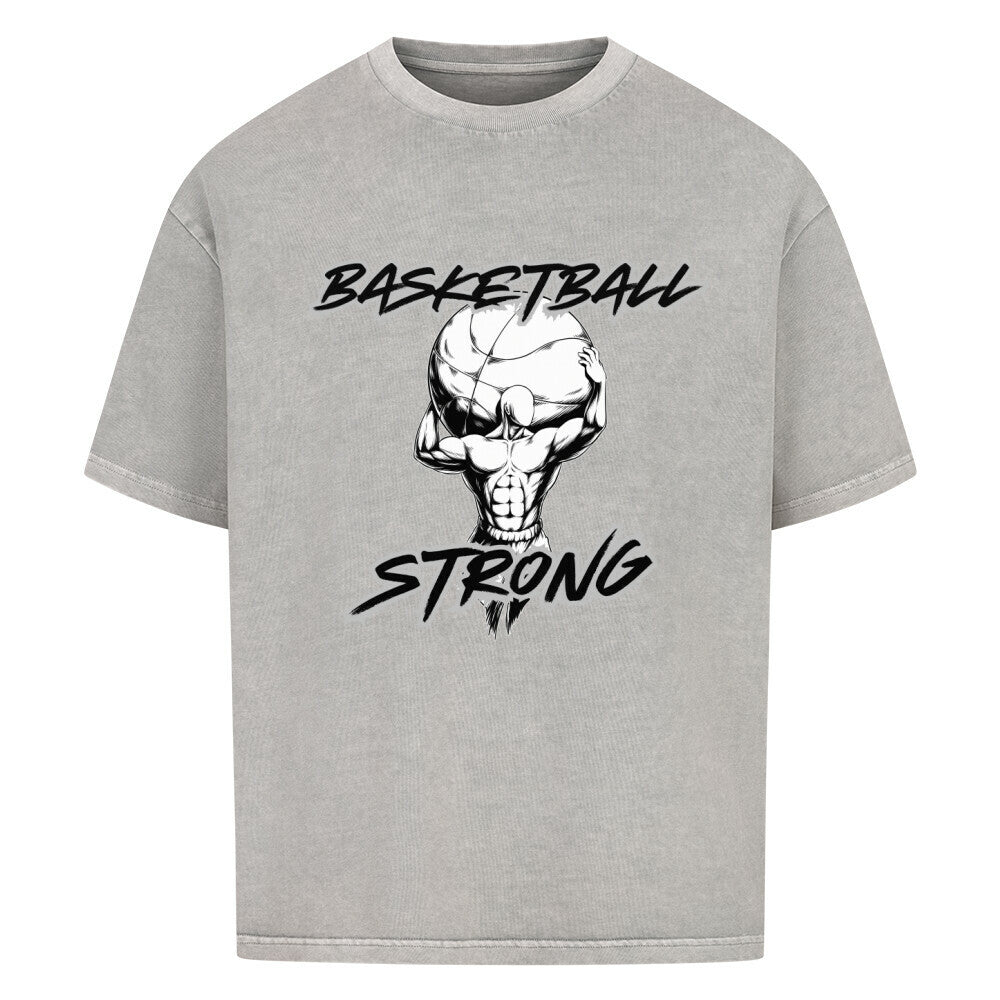 Oversized T-Shirt Basketball Strong Washed Grau 100% Baumwolle