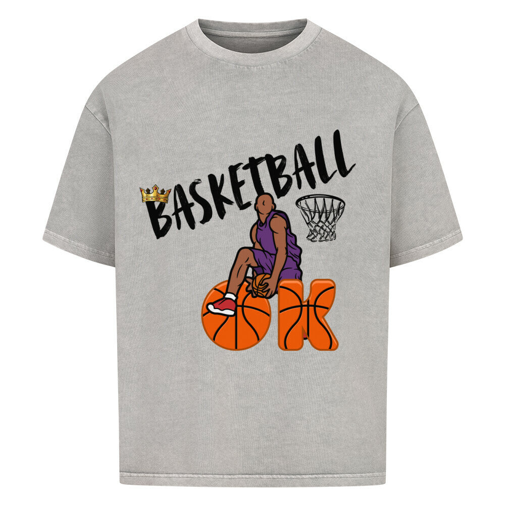 Basketball OK Oversized T-Shirt Washed Grau 100% Baumwolle