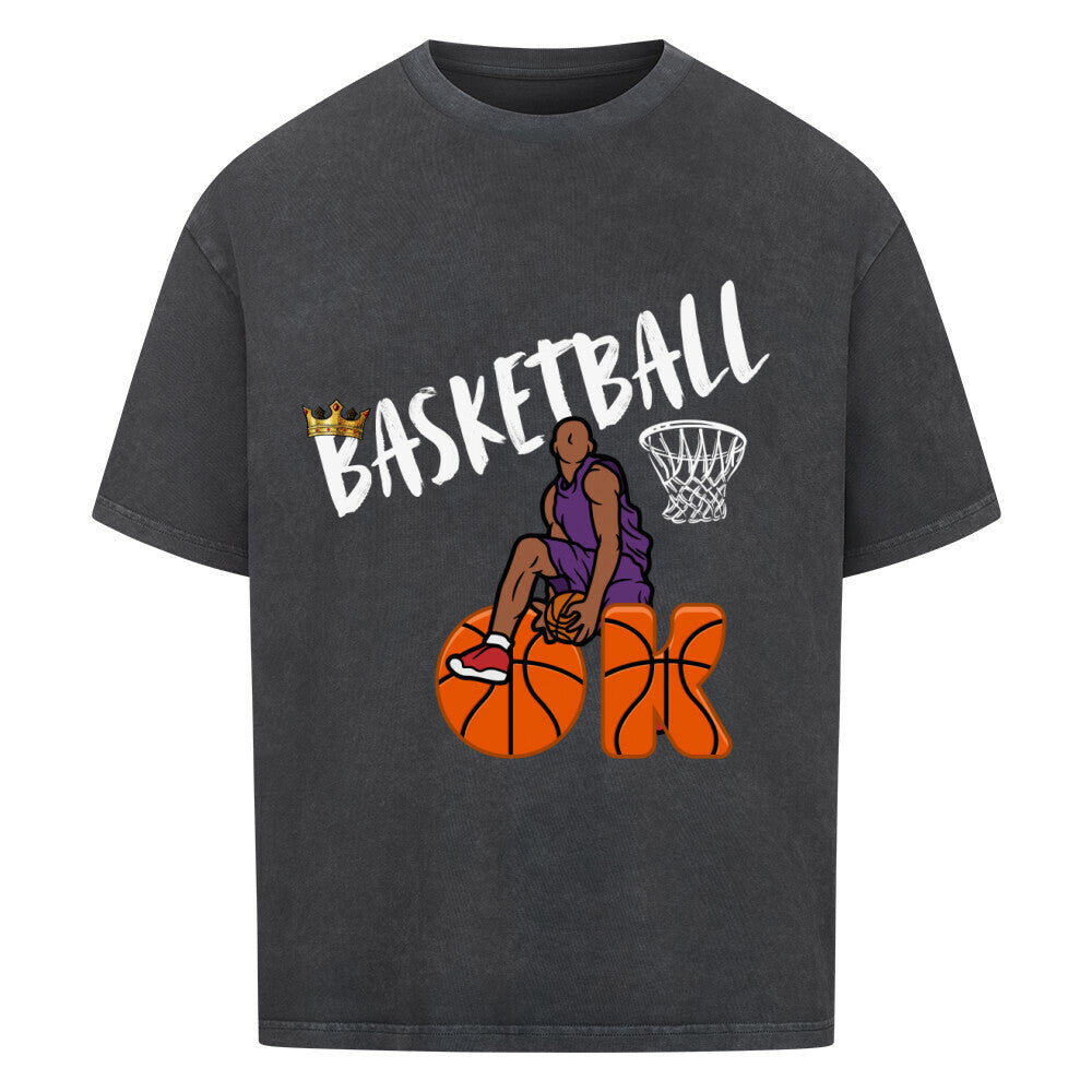 Basketball OK Oversized T-Shirt Washed Schwarz 100% Baumwolle