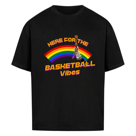 Oversized Basketball T-Shirt Here for the Vibes Schwarz 100% Baumwolle