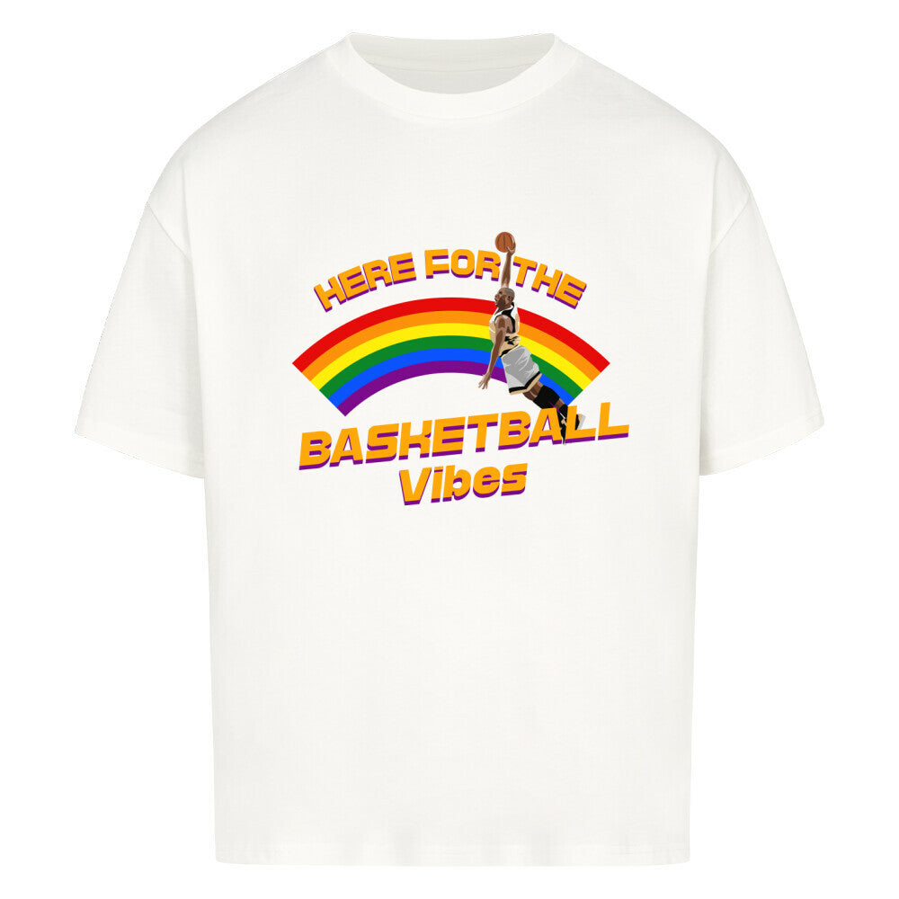 Oversized Basketball T-Shirt Here for the Vibes Weiß 100% Baumwolle