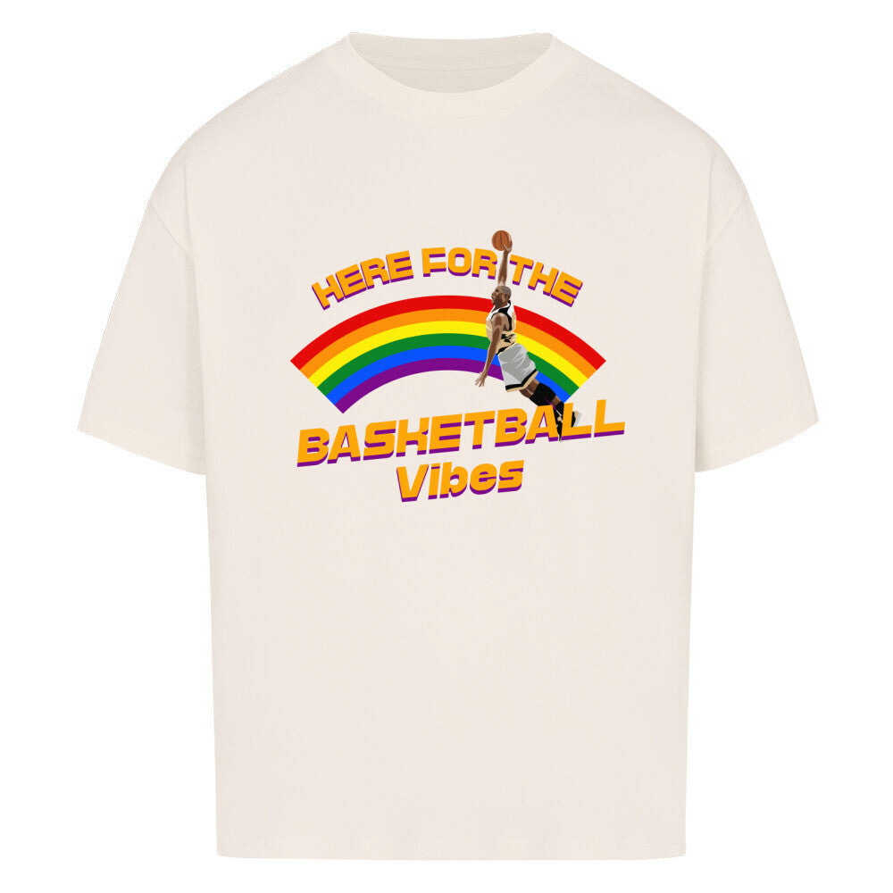 Oversized Basketball T-Shirt Here for the Vibes Natural Raw 100% Baumwolle