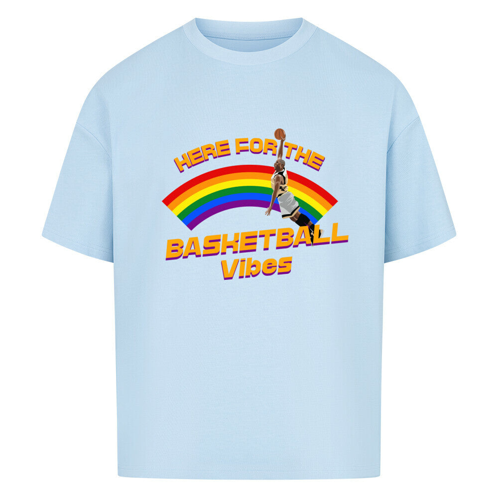 Oversized Basketball T-Shirt Here for the Vibes Babyblau 100% Baumwolle