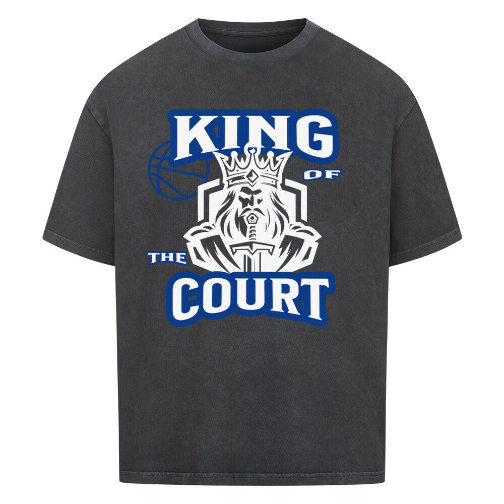 Oversized Basketball T-Shirt King of the Court Washed schwarz 100% Baumwolle