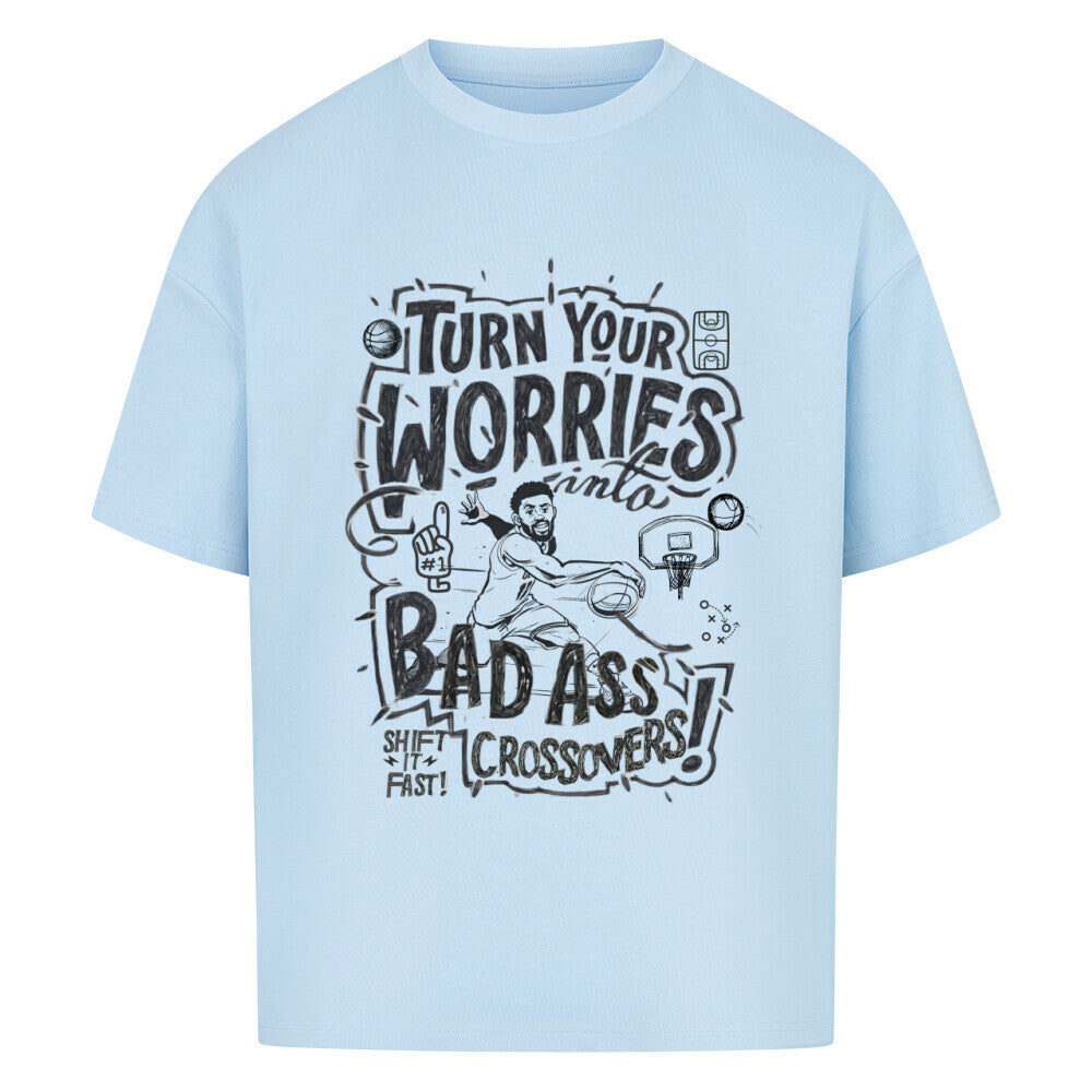 Badass Crossover Oversized Basketball T-Shirt Babyblau 100% Baumwolle