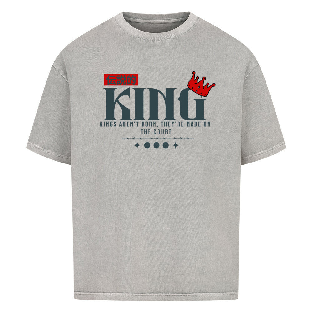 Oversized Basketball T-Shirt King Washed Grey 100% Baumwolle