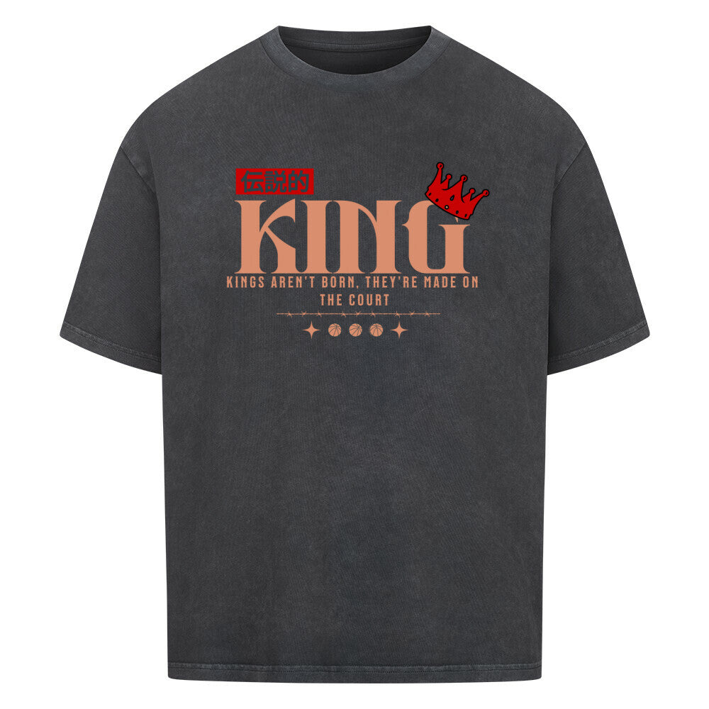 Oversized Basketball T-Shirt King Washed schwarz 100% Baumwolle