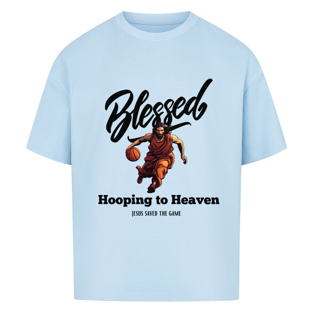 Blessed Oversized Basketball T-Shirt Babyblau 100% Premium Baumwolle