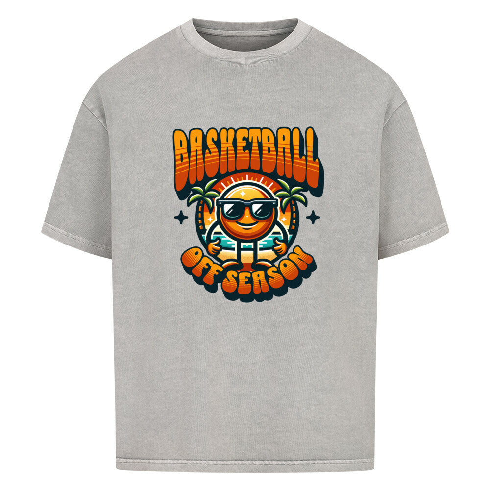 Oversized Basketball T-Shirt Off Season Washed Grau 100% Baumwolle