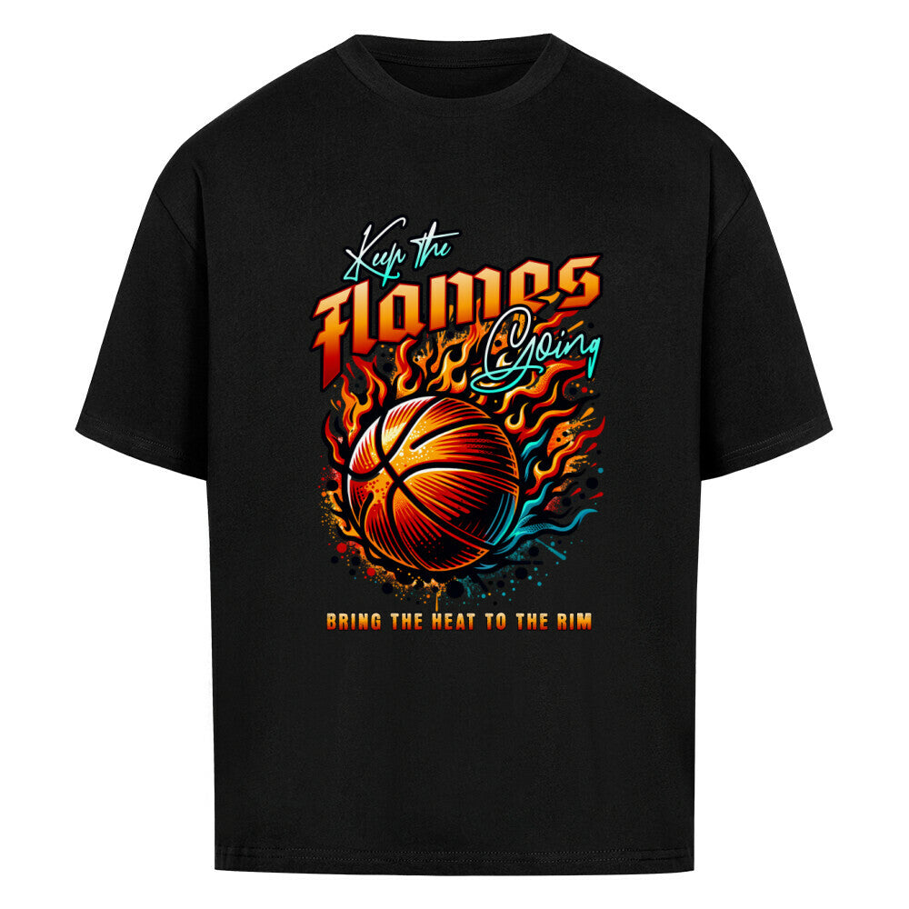 Keep the Heat Going Oversized Basketball T-Shirt schwarz 100% Baumwolle