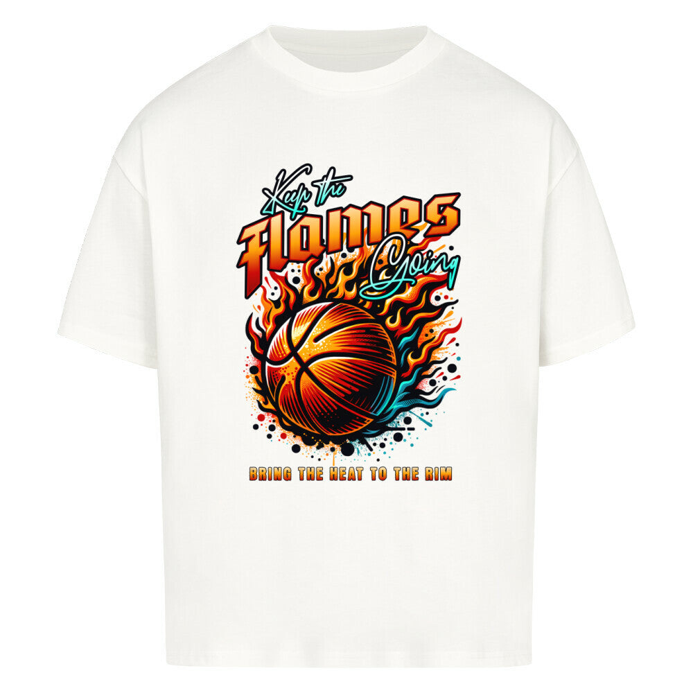 Keep the Heat Going Oversized Basketball T-Shirt Weiß 100% Baumwolle