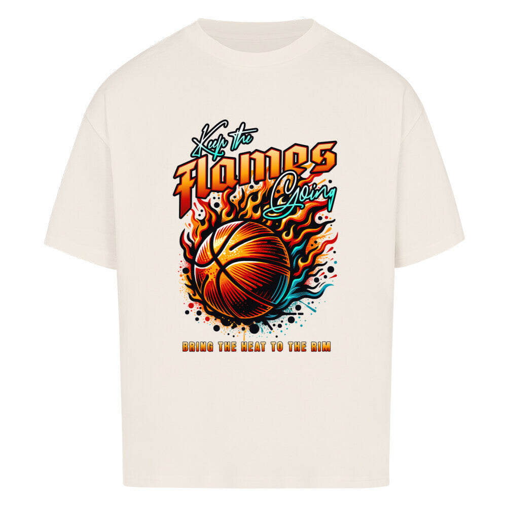 Keep the Heat Going Oversized Basketball T-Shirt Natural Raw 100% Baumwolle