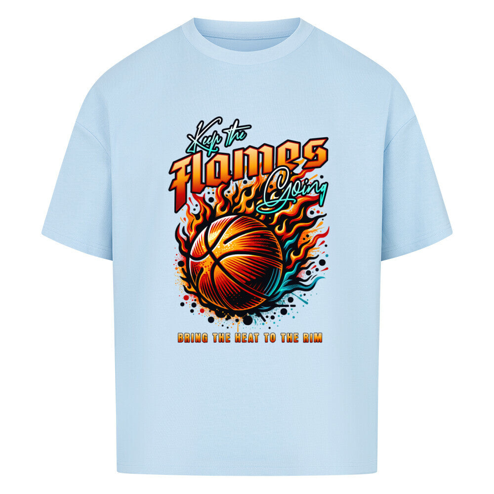Keep the Heat Going Oversized Basketball T-Shirt babyblau 100% Baumwolle