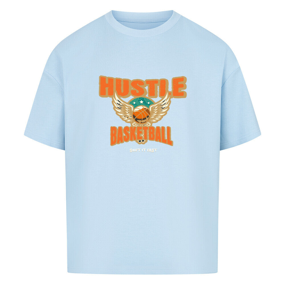 Oversized Basketball T-Shirt Hustle Babyblau 100% Baumwolle