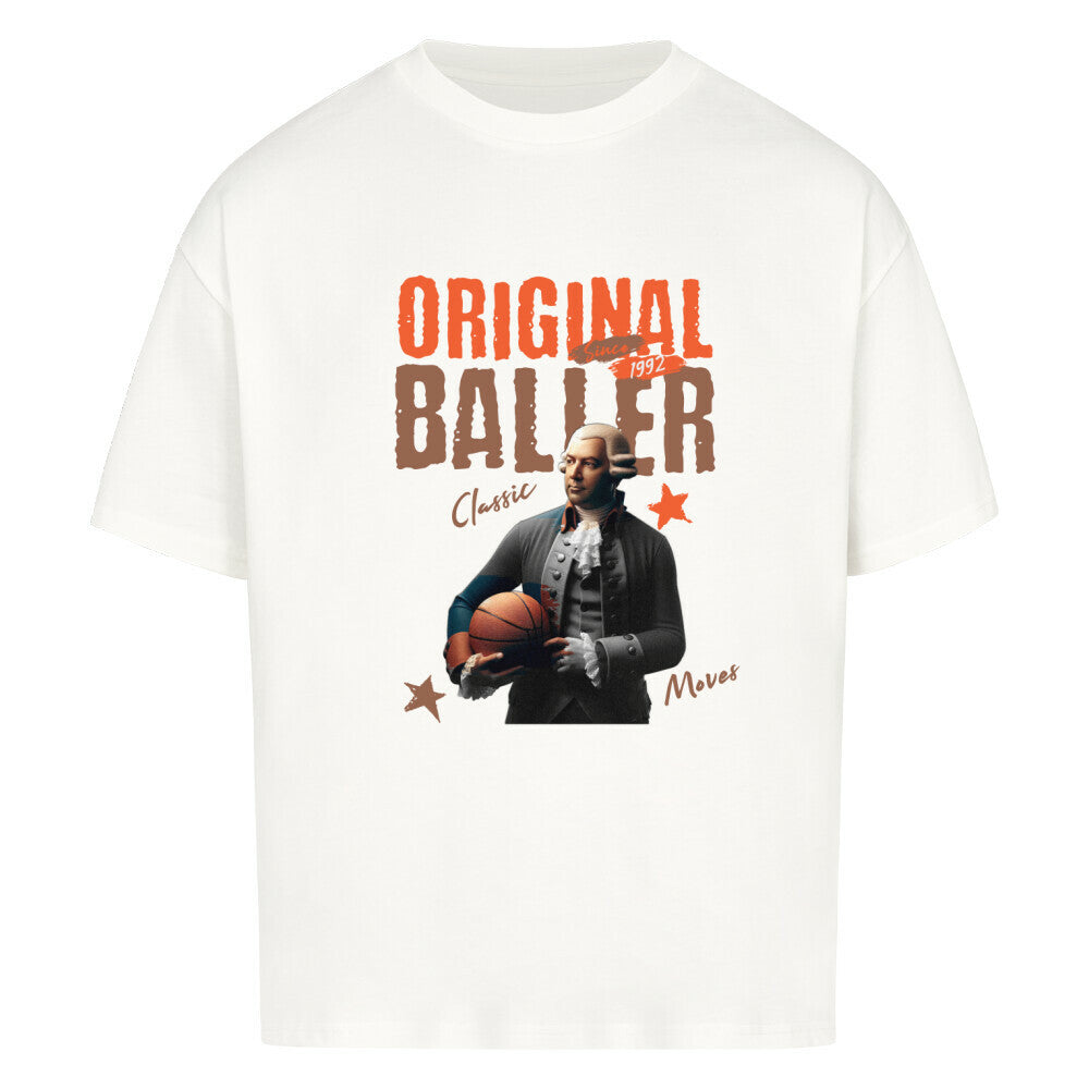 Oversized Basketball T-Shirt Weiß Original Baller 100% Baumwolle Humor oldtimer classic moves
