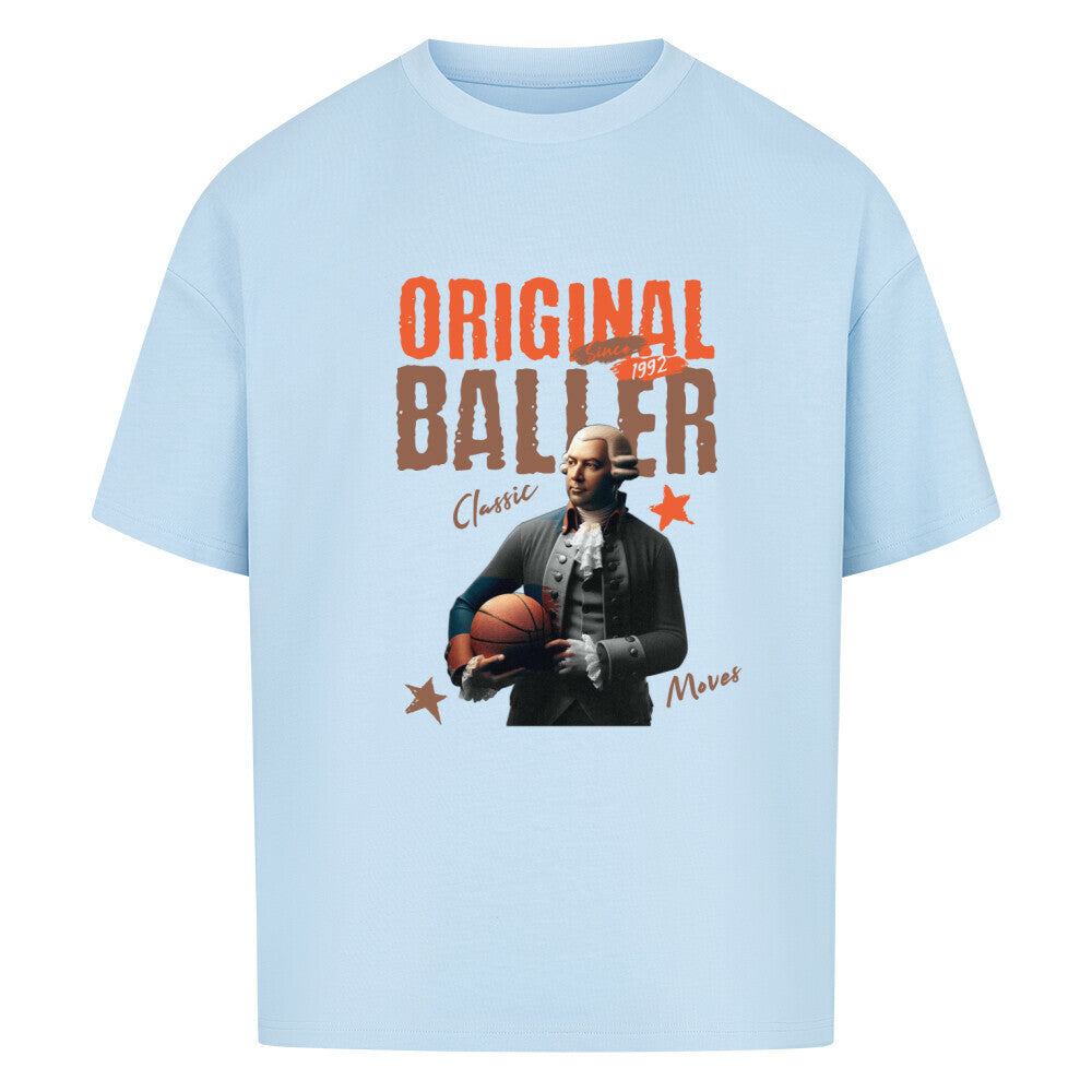 Oversized Basketball T-Shirt Babyblau Original Baller 100% Baumwolle Humor oldtimer classic moves