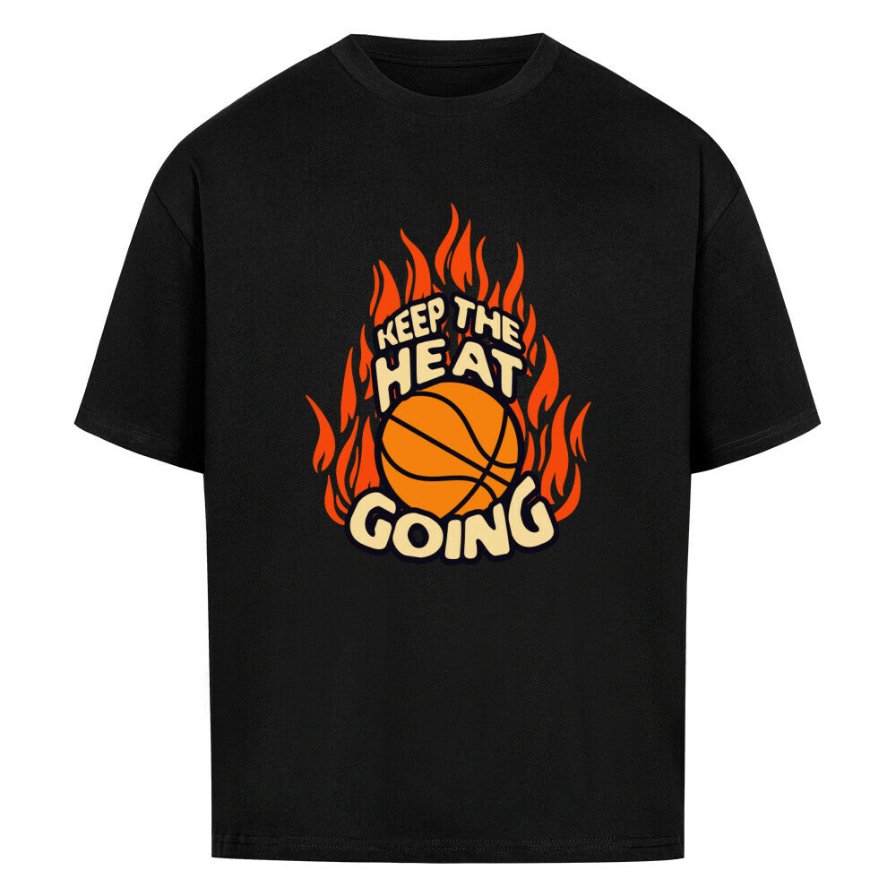 Oversized Basketball T-Shirt Keep the Heat Schwarz 100% Baumwolle