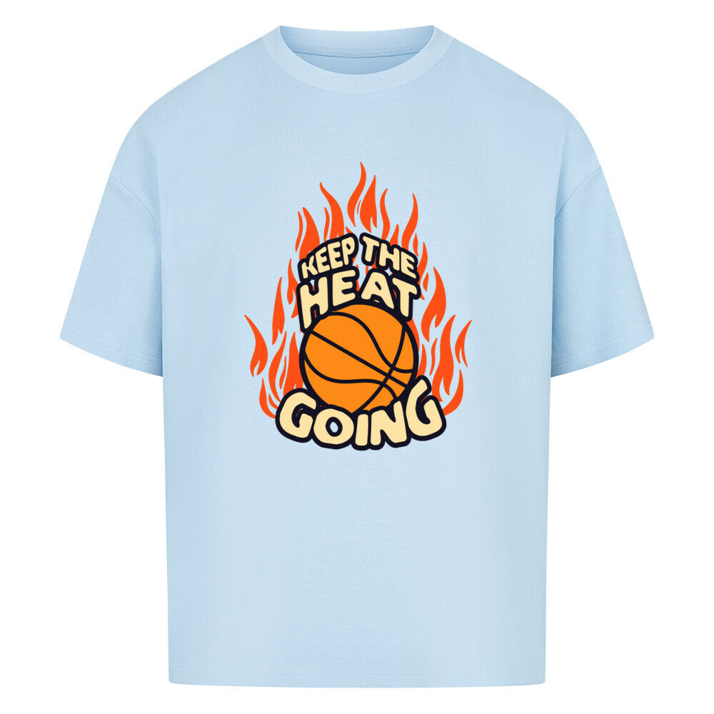 Oversized Basketball T-Shirt Keep the Heat Babyblau 100% Baumwolle
