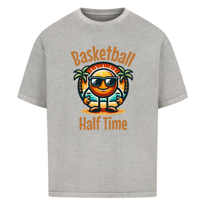 Half Time Oversized Basketball T-Shirt Washed Grey 100% Baumwolle