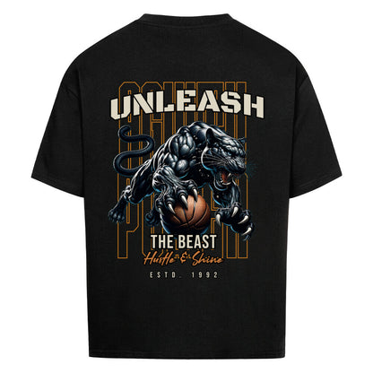 Oversized Basketball T-Shirt Unleash the Beast schwarz Premium Baumwolle