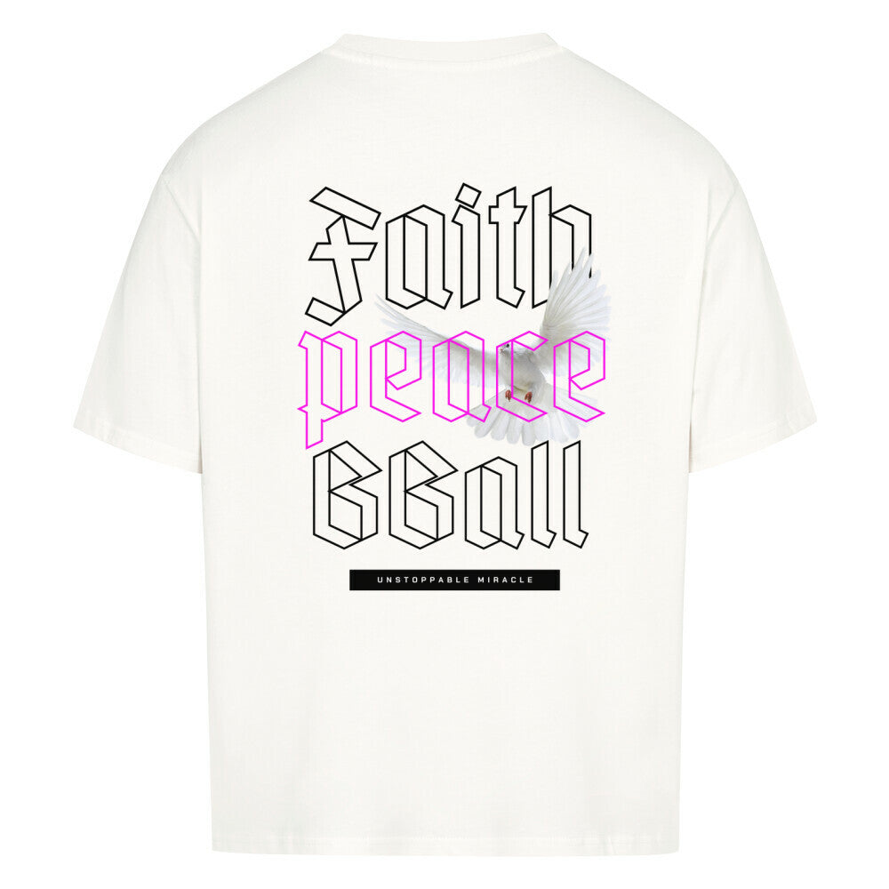 Faith Peace BBall Oversized T-Shirt Weiß 100% Premium Baumwolle