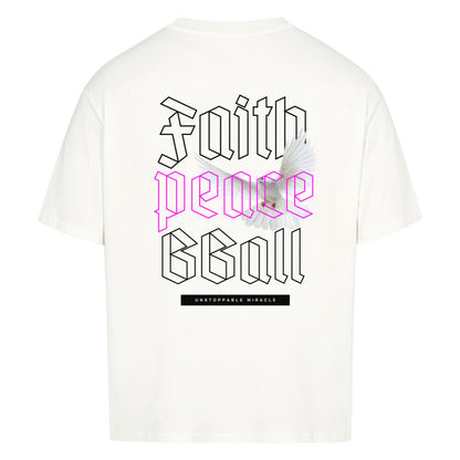 Faith Peace BBall Oversized T-Shirt Weiß 100% Premium Baumwolle