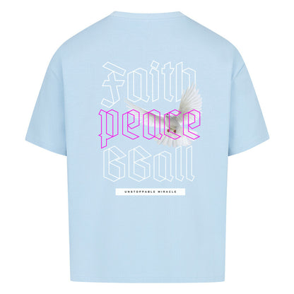 Faith Peace BBall Oversized T-Shirt Hell Blau 100% Premium Baumwolle