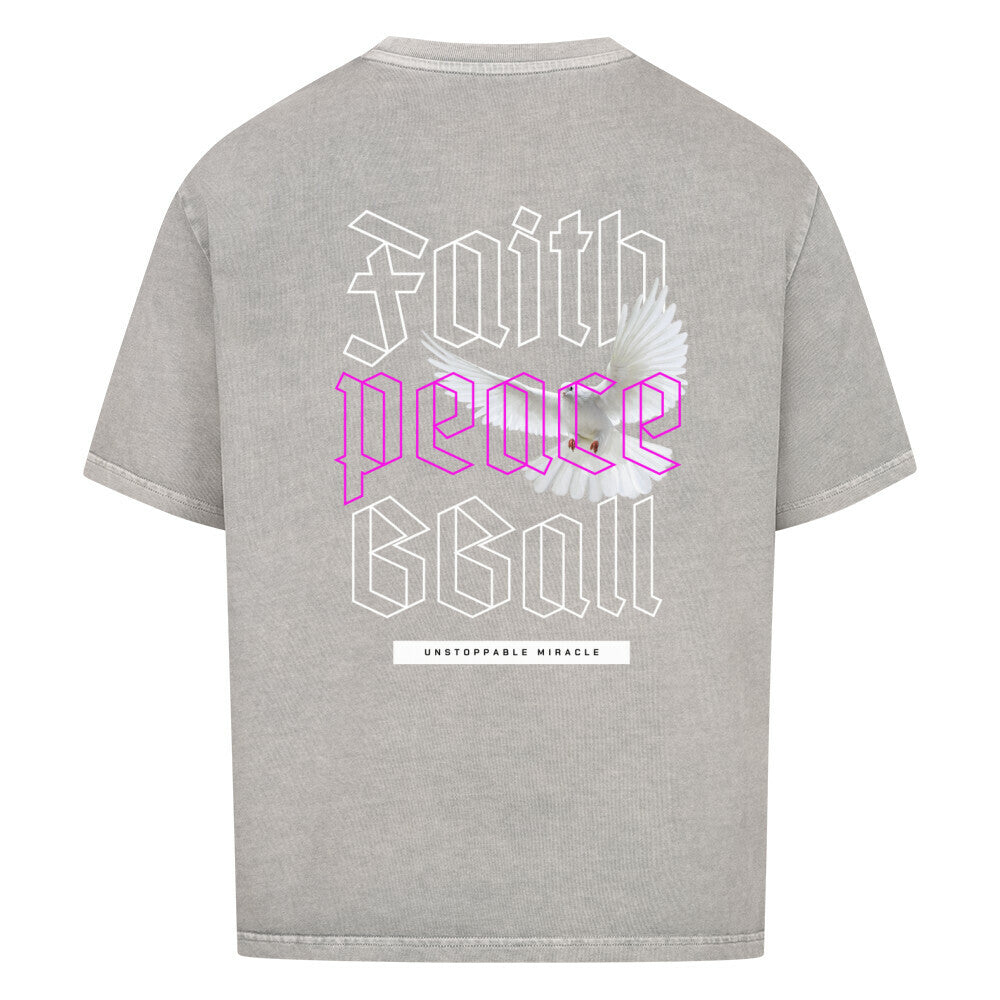 Faith Peace Bball Oversized T-Shirt Grau Premium Baumwolle