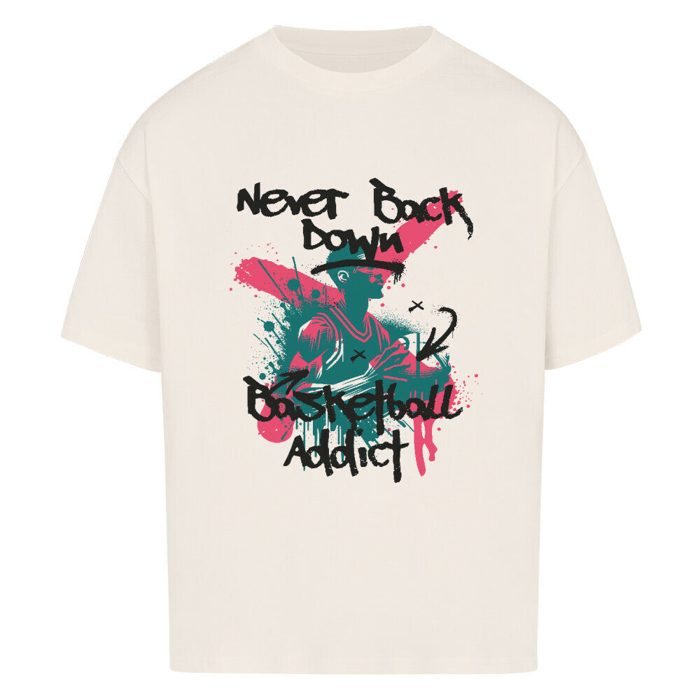 Oversized Basketball T-Shirt never back down Natural Raw 100% Premium baumwolle
