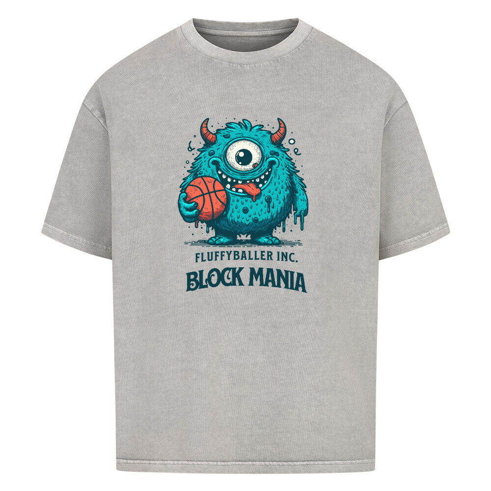 Oversized Basketball T-Shirt Washed Grau Fluffy Baller 100% Premium Baumwolle