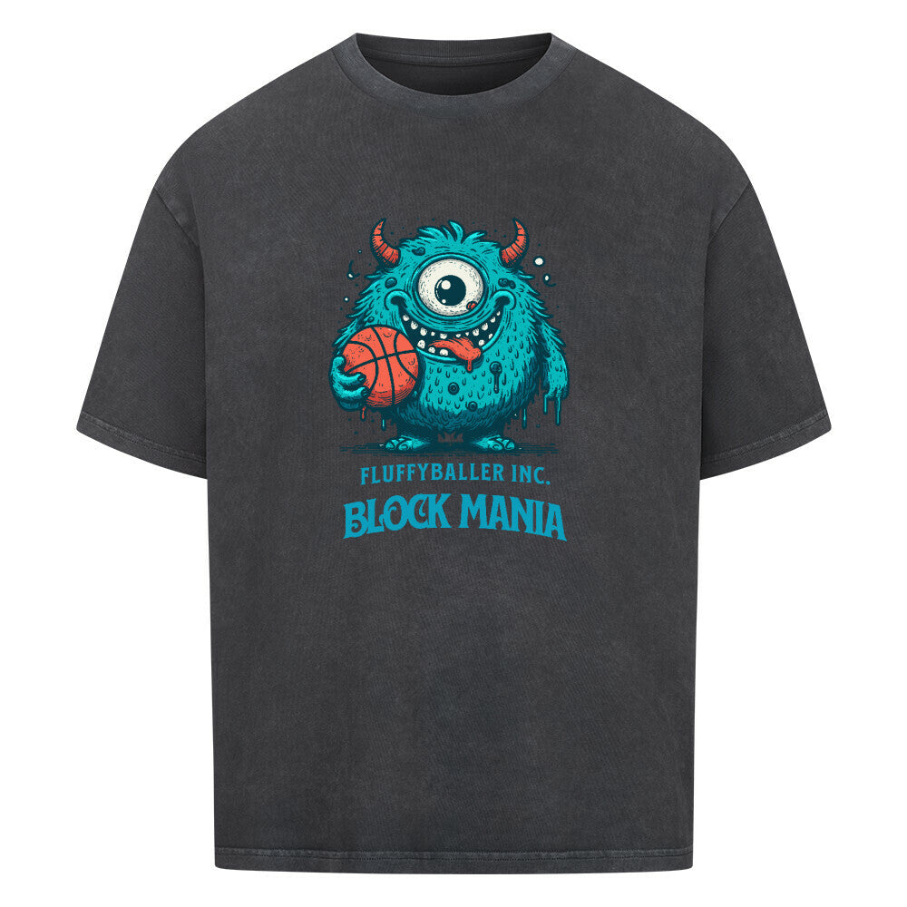 Oversized Basketball T-Shirt Washed Schwarz Fluffy Baller 100% Premium Baumwolle