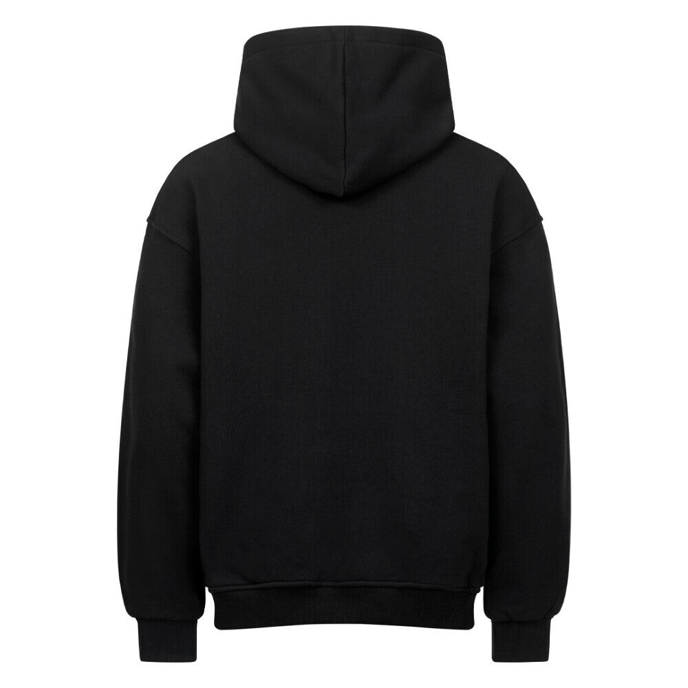 In our Face Oversized Basketball Hoodie Schwarz Premium Baumwolle Rücken ansicht 