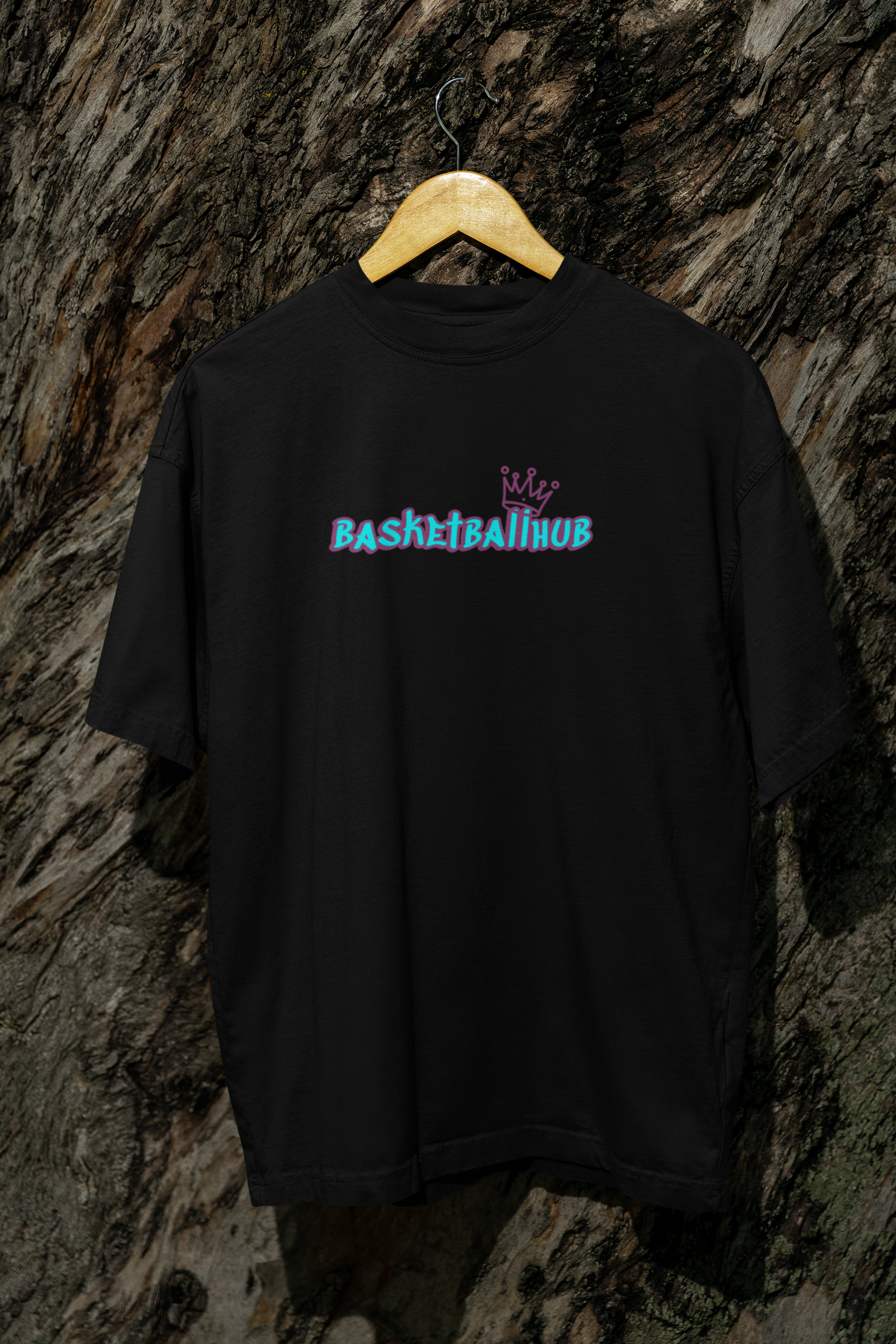 Oversized Basketball T-Shirt Basketballhub mockup schwarz 100% Baumwolle